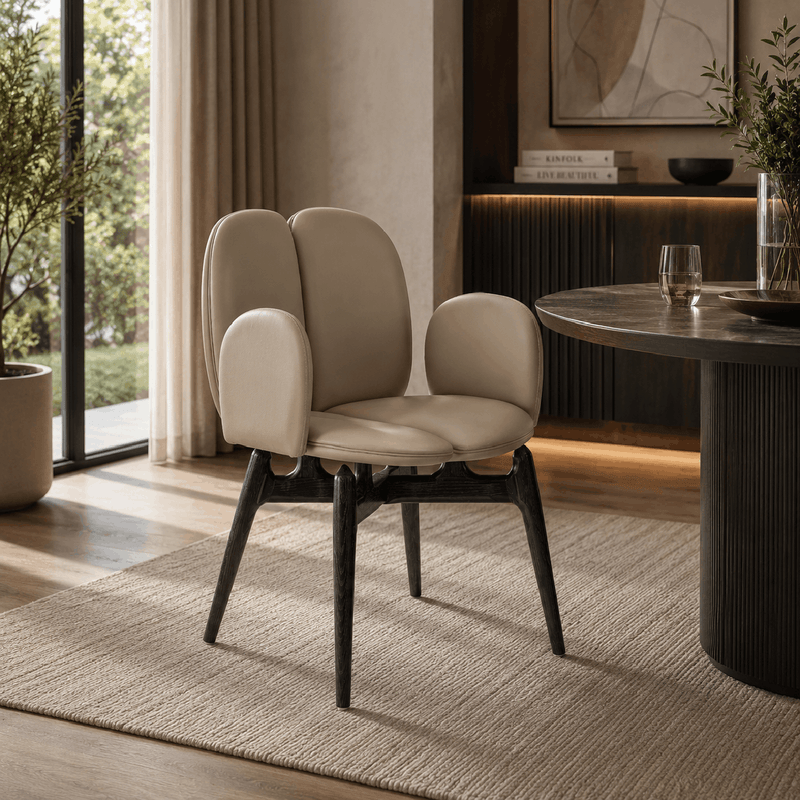 Freya Petal-Back Leather Chair