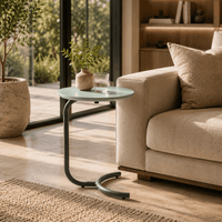 Aura Mint Blue C-Shaped Sofa Side Table