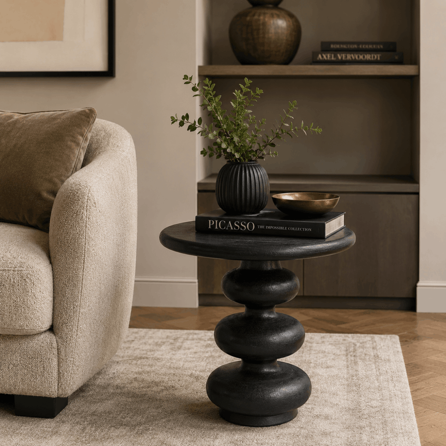 Obsidian Pedestal Side Table
