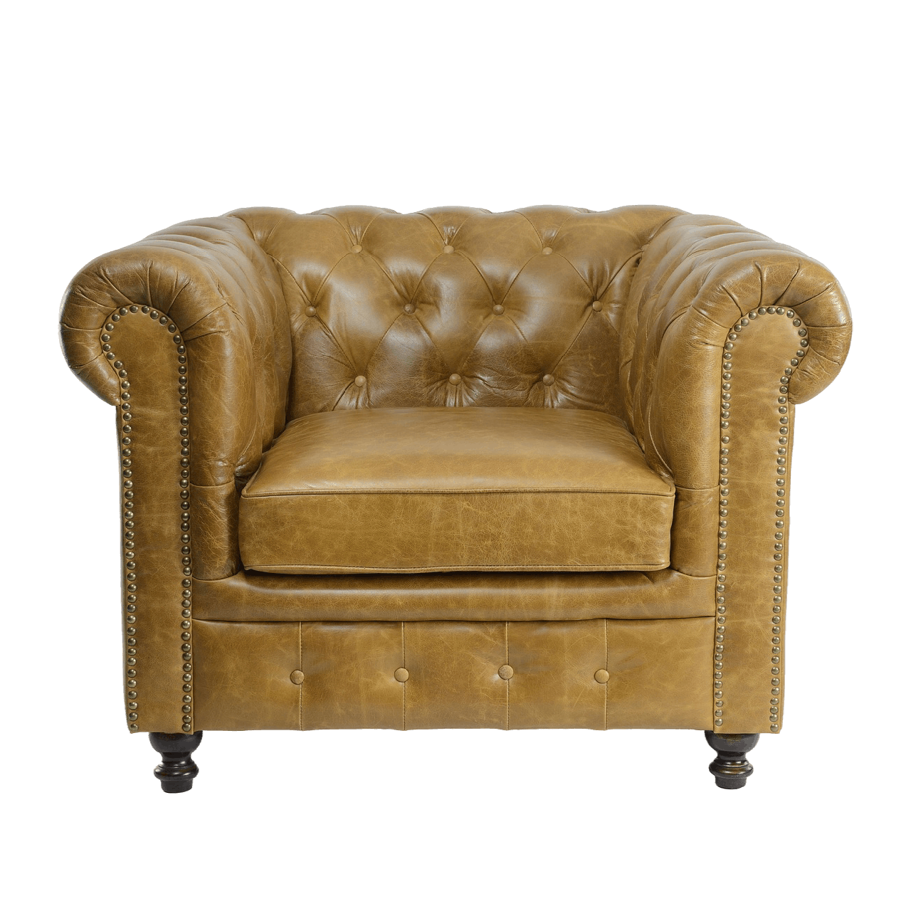 Heritage Rolled-Arm Chesterfield in Tan Leather