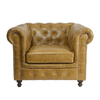 Heritage Rolled-Arm Chesterfield in Tan Leather