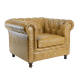 Heritage Rolled-Arm Chesterfield in Tan Leather