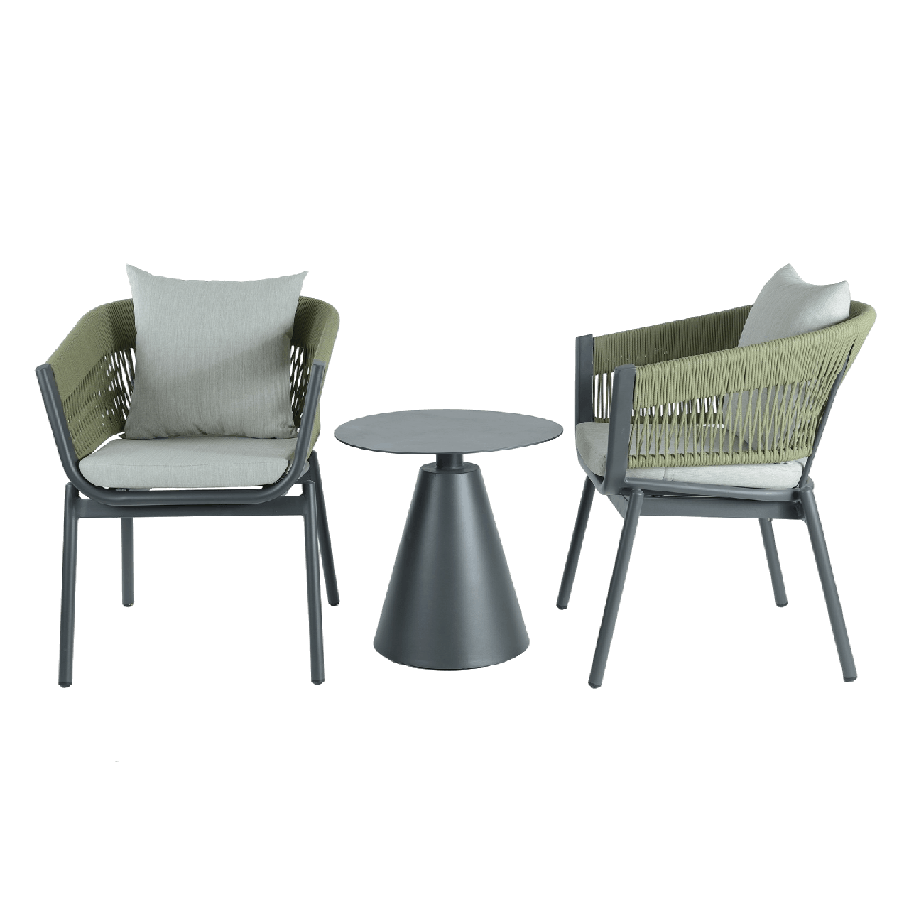 Verona 3-Piece Olive and Charcoal Outdoor Chat Set