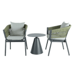 Verona 3-Piece Olive and Charcoal Outdoor Chat Set