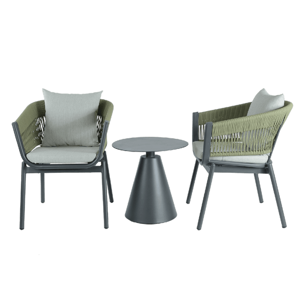 Verona 3-Piece Olive and Charcoal Outdoor Chat Set