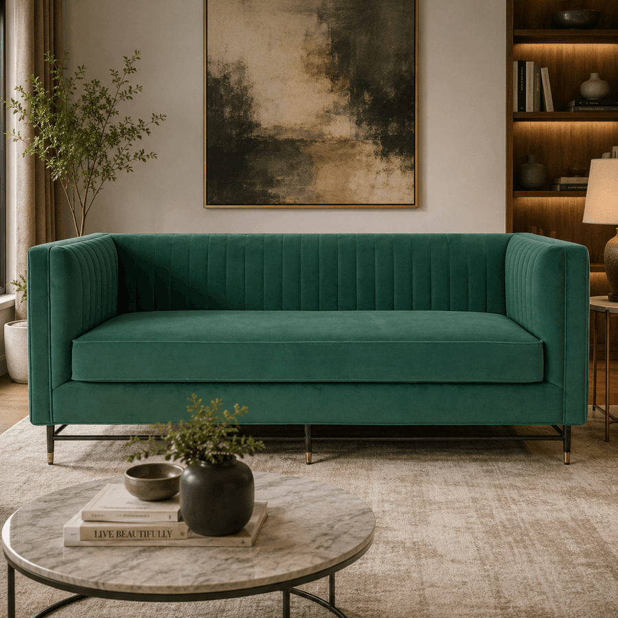 Esme Vertical-Stitch Tuxedo Sofa