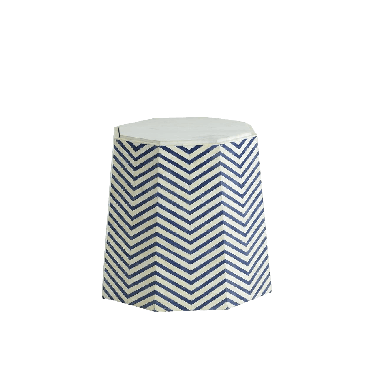 Caspian Chevron Inlay Hexagonal Side Table