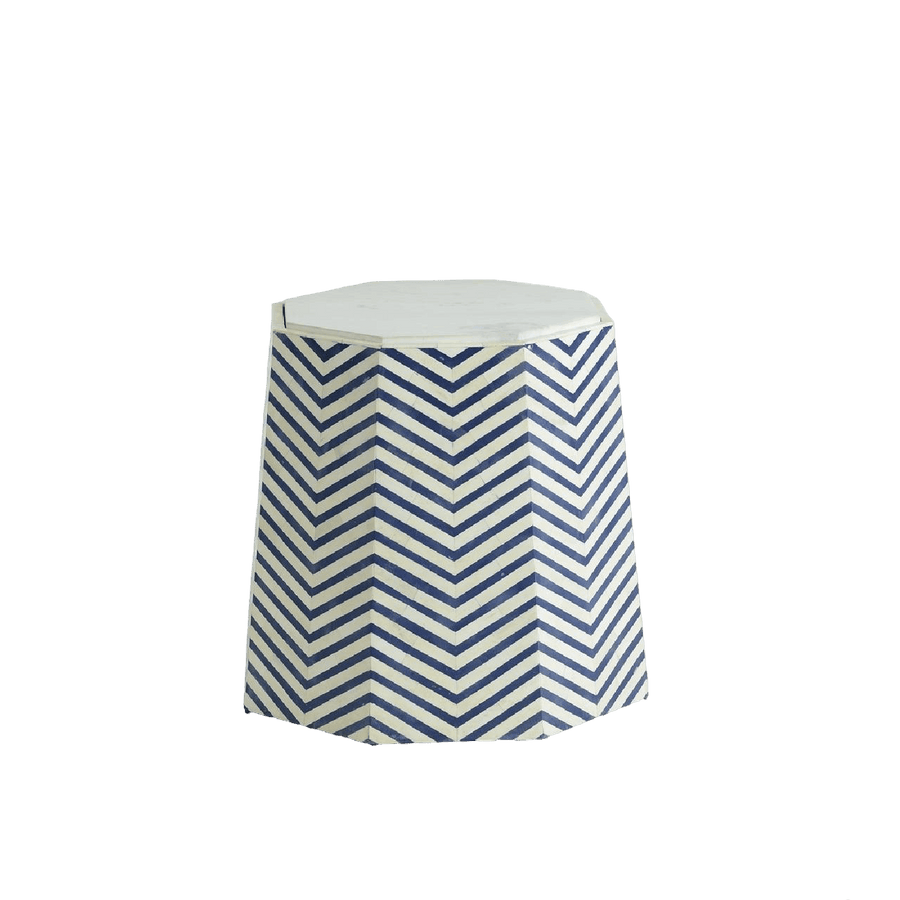 Caspian Chevron Inlay Hexagonal Side Table