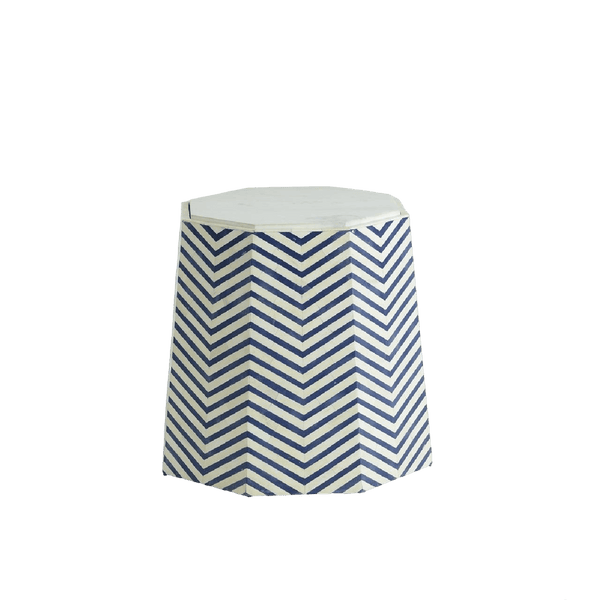 Caspian Chevron Inlay Hexagonal Side Table