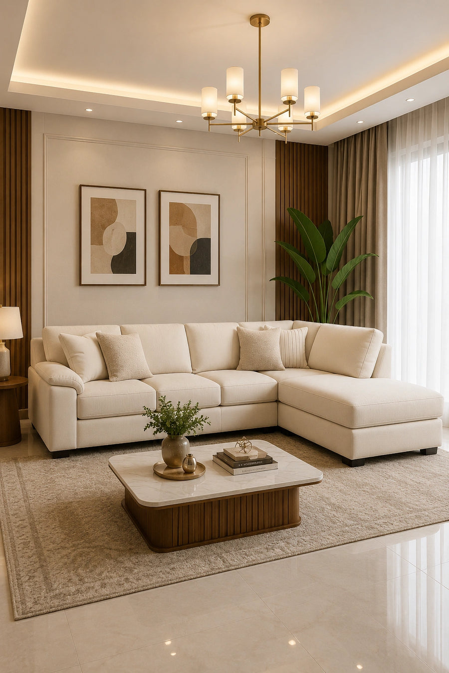 L SHAPE FABRIC SOFA