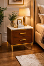 SIDE TABLE WOODEN WITH MARBLE TOP